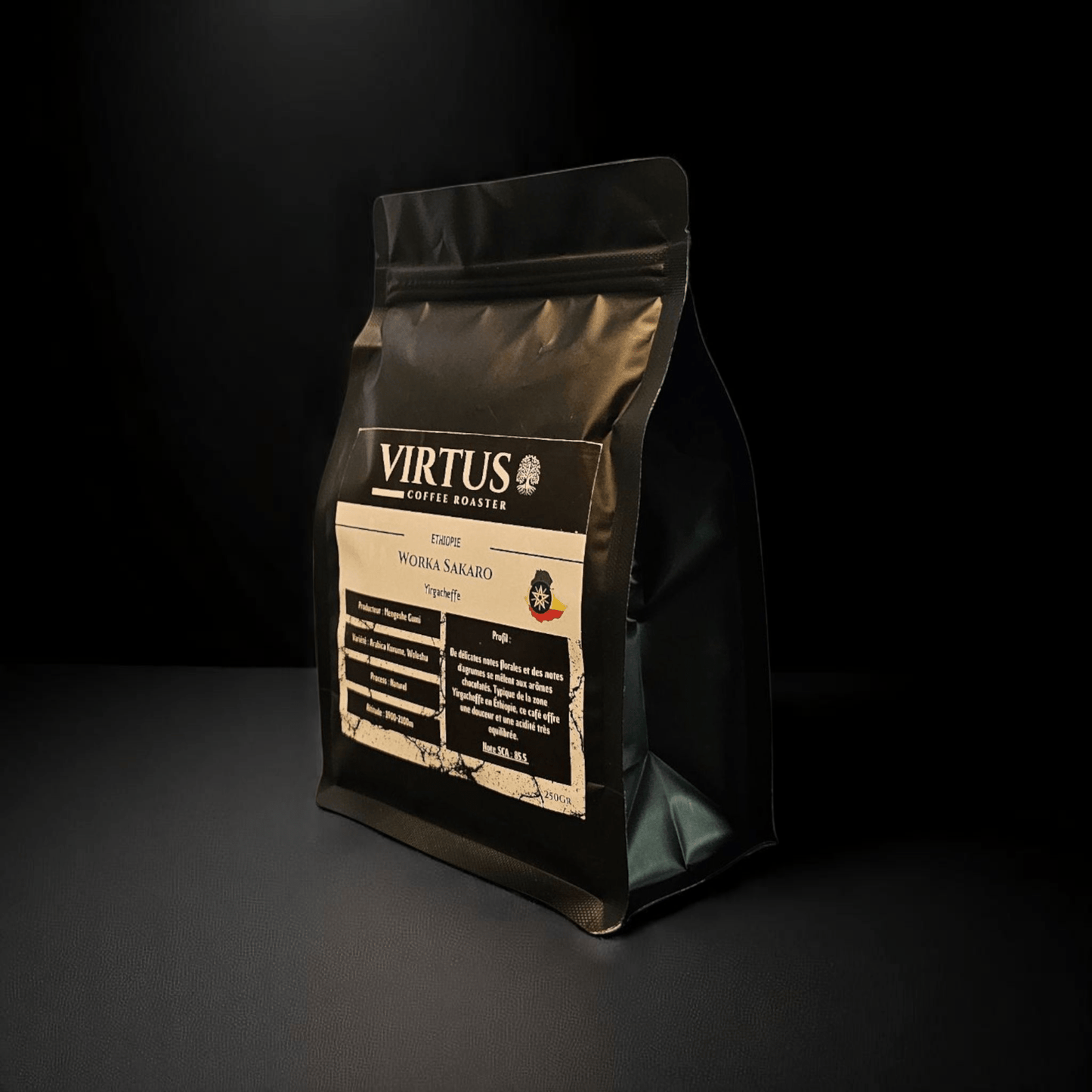 - Éthiopie Yirgacheffe Worka Sakaro | Café de spécialité SCA 85.5 | Notes Florales & Chocolatées - Virtus Café