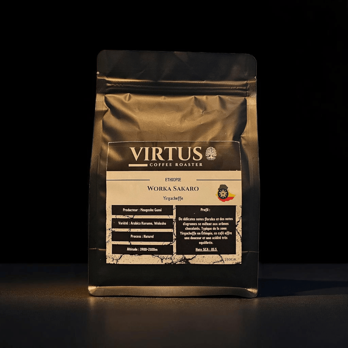  - Éthiopie Yirgacheffe Worka Sakaro | Café de spécialité SCA 85.5 | Notes Florales & Chocolatées - Virtus Café