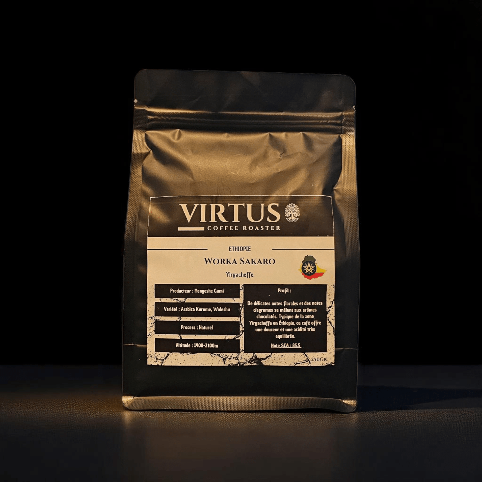  - Éthiopie Yirgacheffe Worka Sakaro | Café de spécialité SCA 85.5 | Notes Florales & Chocolatées - Virtus Café